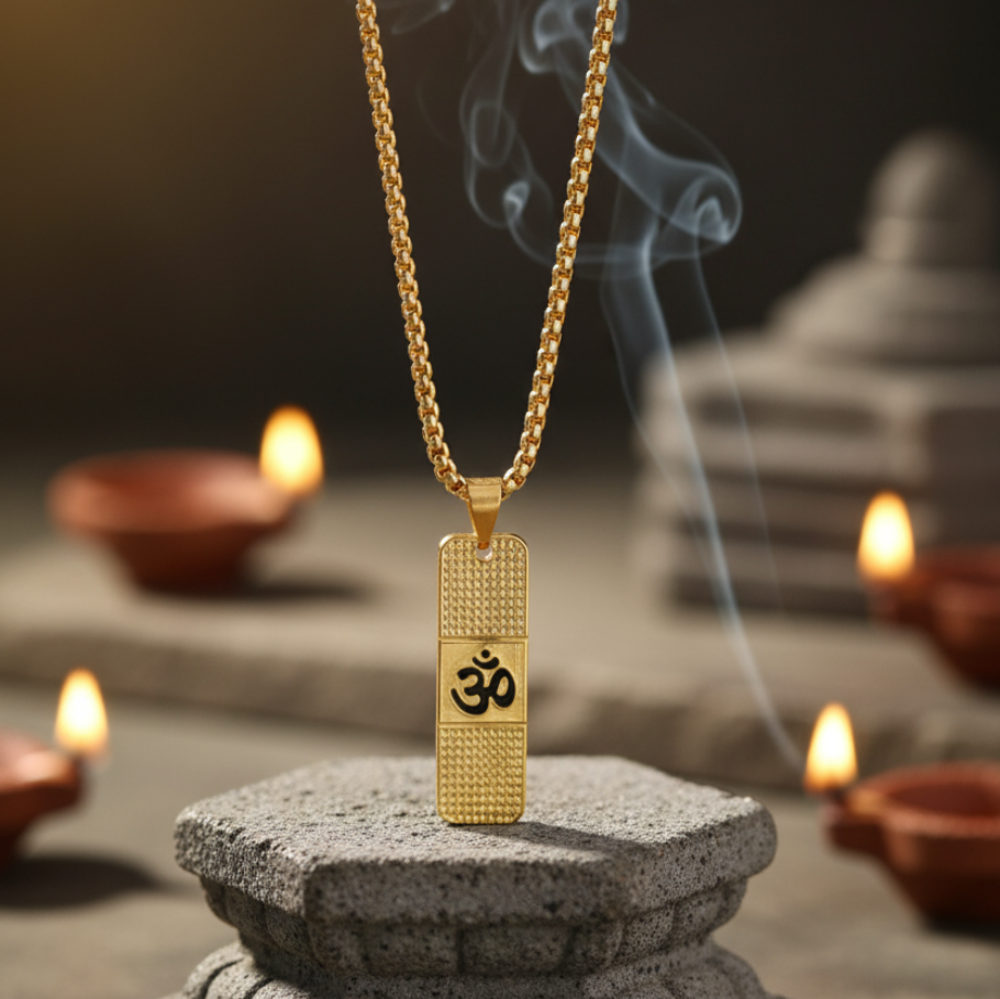 Om Pendant with 24K Gold Plated Chain