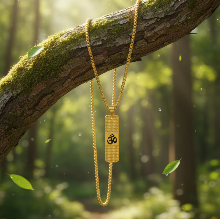 Om Pendant with 24K Gold Plated Chain