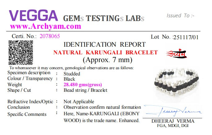 Abhimantrit Silver Plated Karungali Bracelet