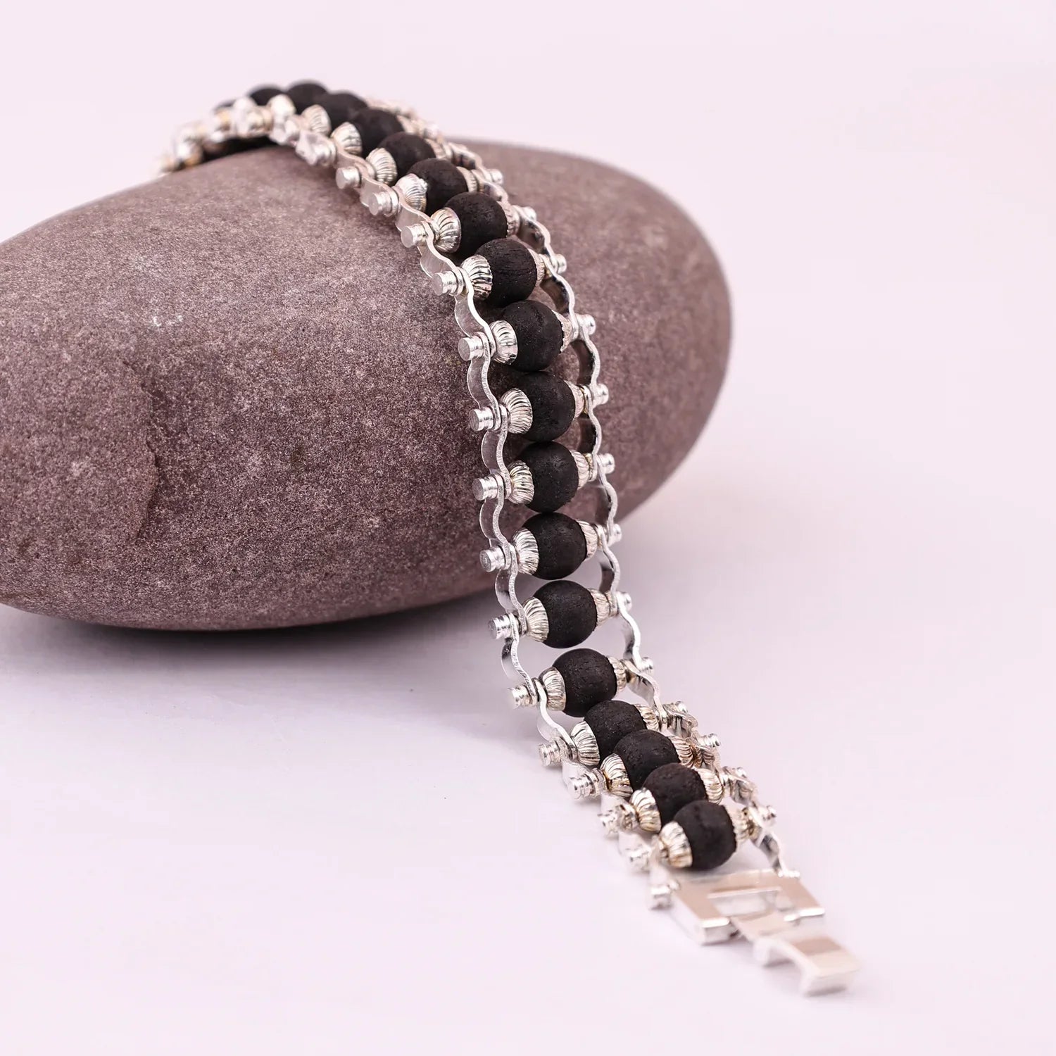 Abhimantrit Silver Plated Karungali Bracelet