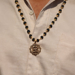 Gold Plated Karungali Mala with Lord Hanuman Pendant
