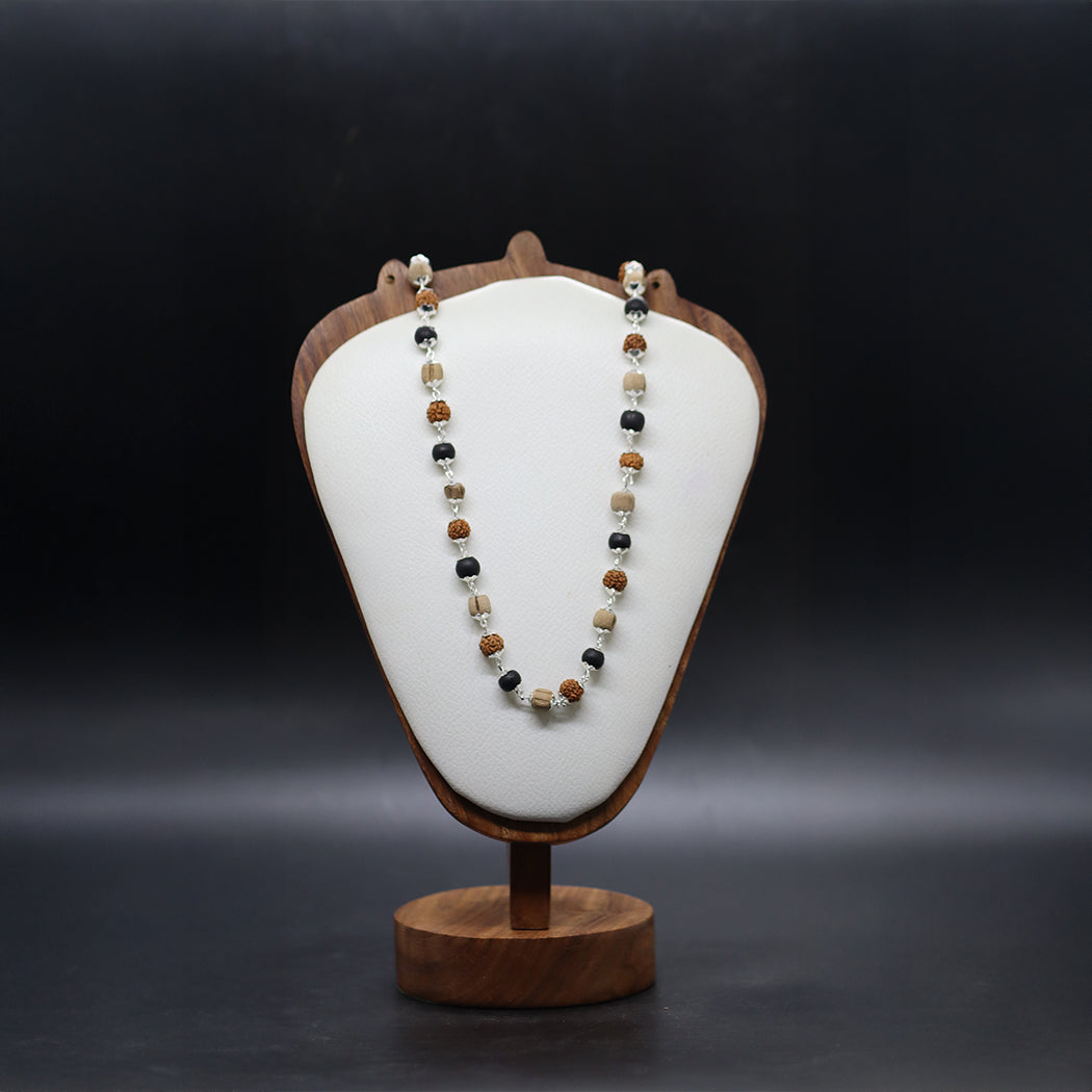 Silver Plated Rudraksh Karungali Tulsi Mala